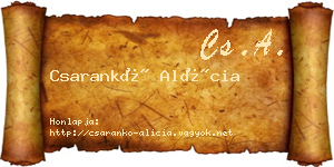 Csarankó Alícia névjegykártya